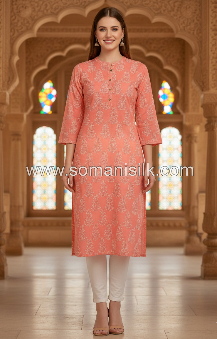 Peach Colour Cotton Kurti in Gwalior