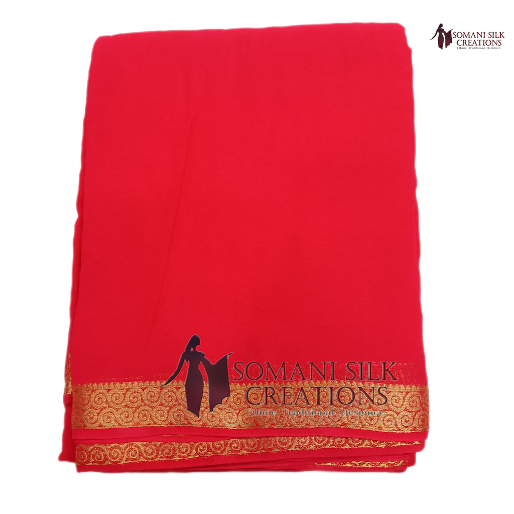 Pink Chiffon Zari Piping Border Saree