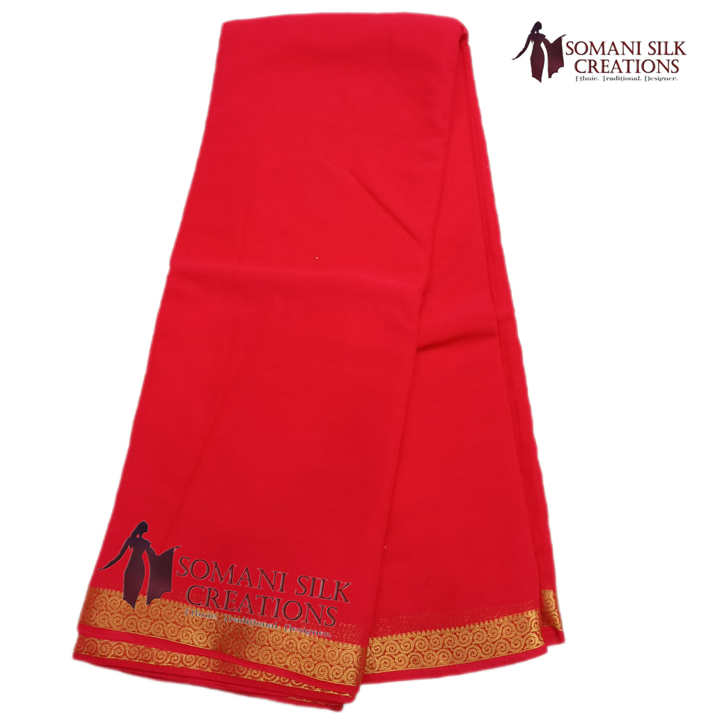 Pink Chiffon Zari Piping Border Saree