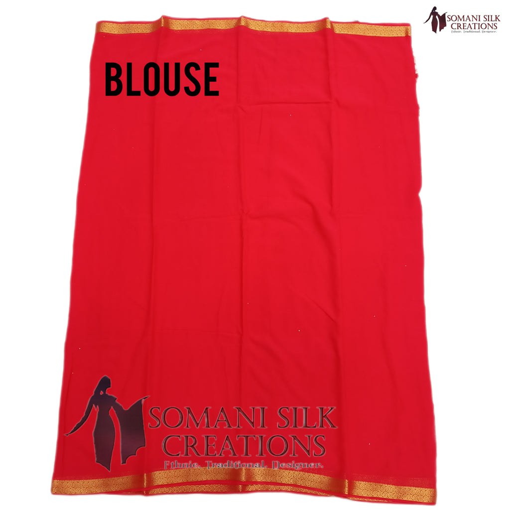 Pink Chiffon Zari Piping Border Saree