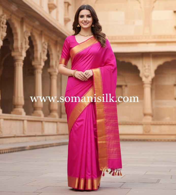 Pink Colour Silk Saree