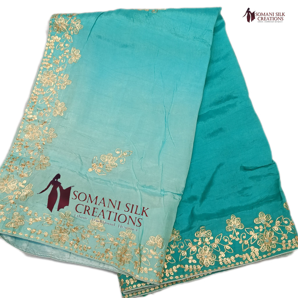 Double color Tie and dye blue color saree