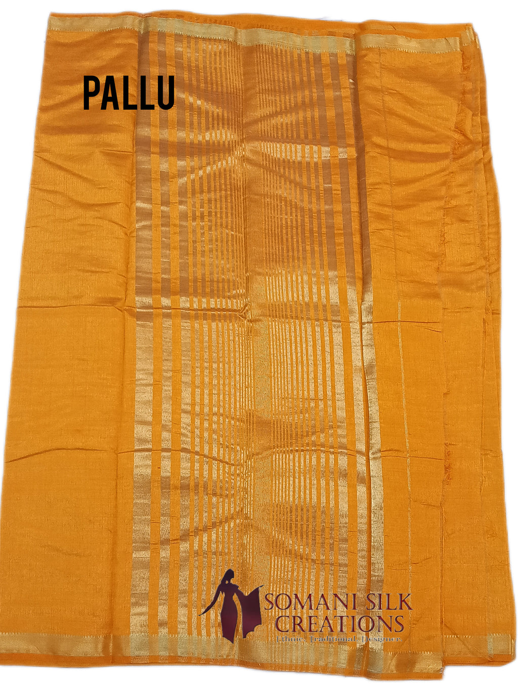 Plain art silk 1 inch zari border mustard yellow color saree