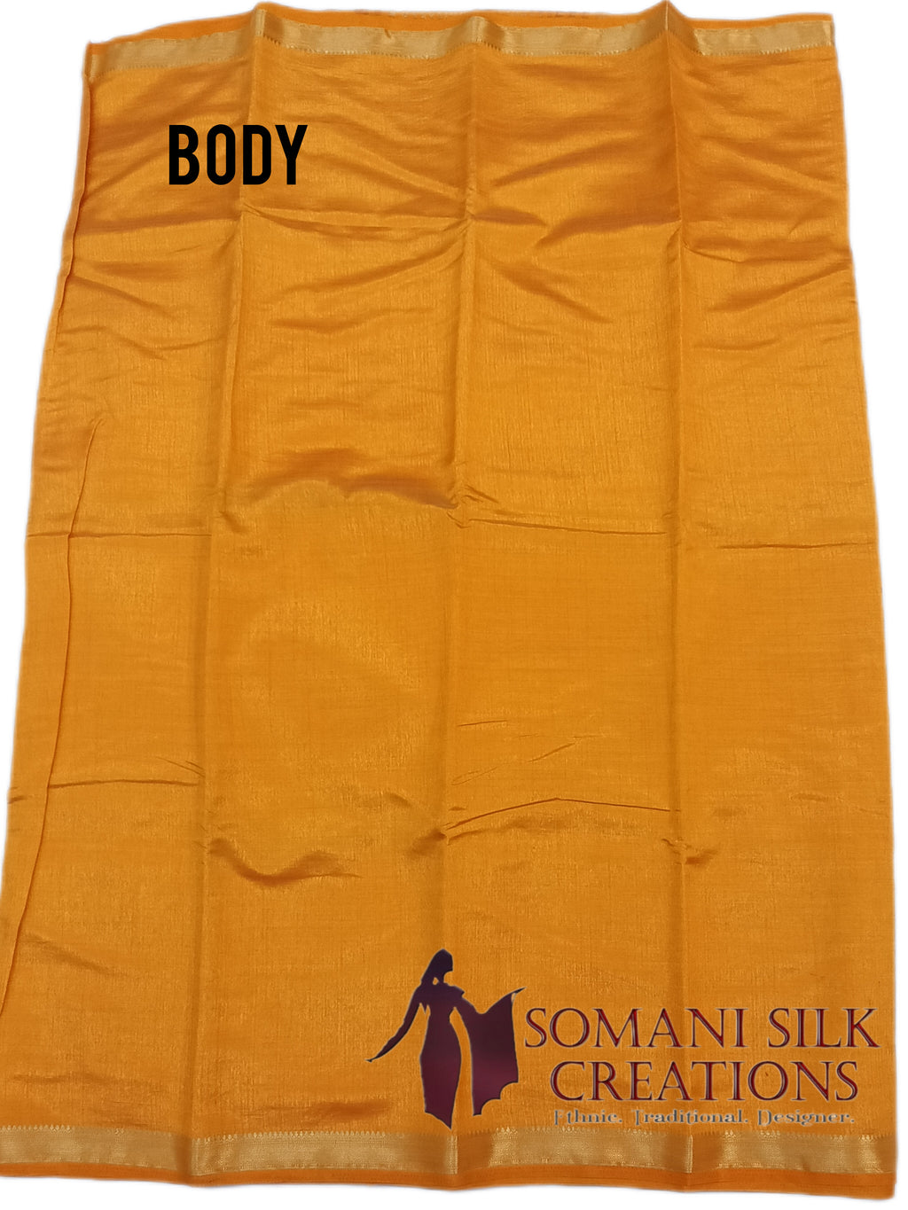 Plain art silk 1 inch zari border mustard yellow color saree