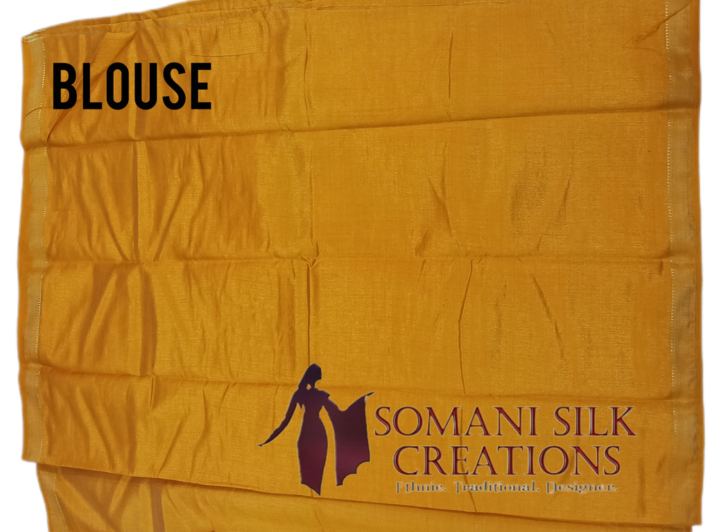 Plain art silk 1 inch zari border mustard yellow color saree