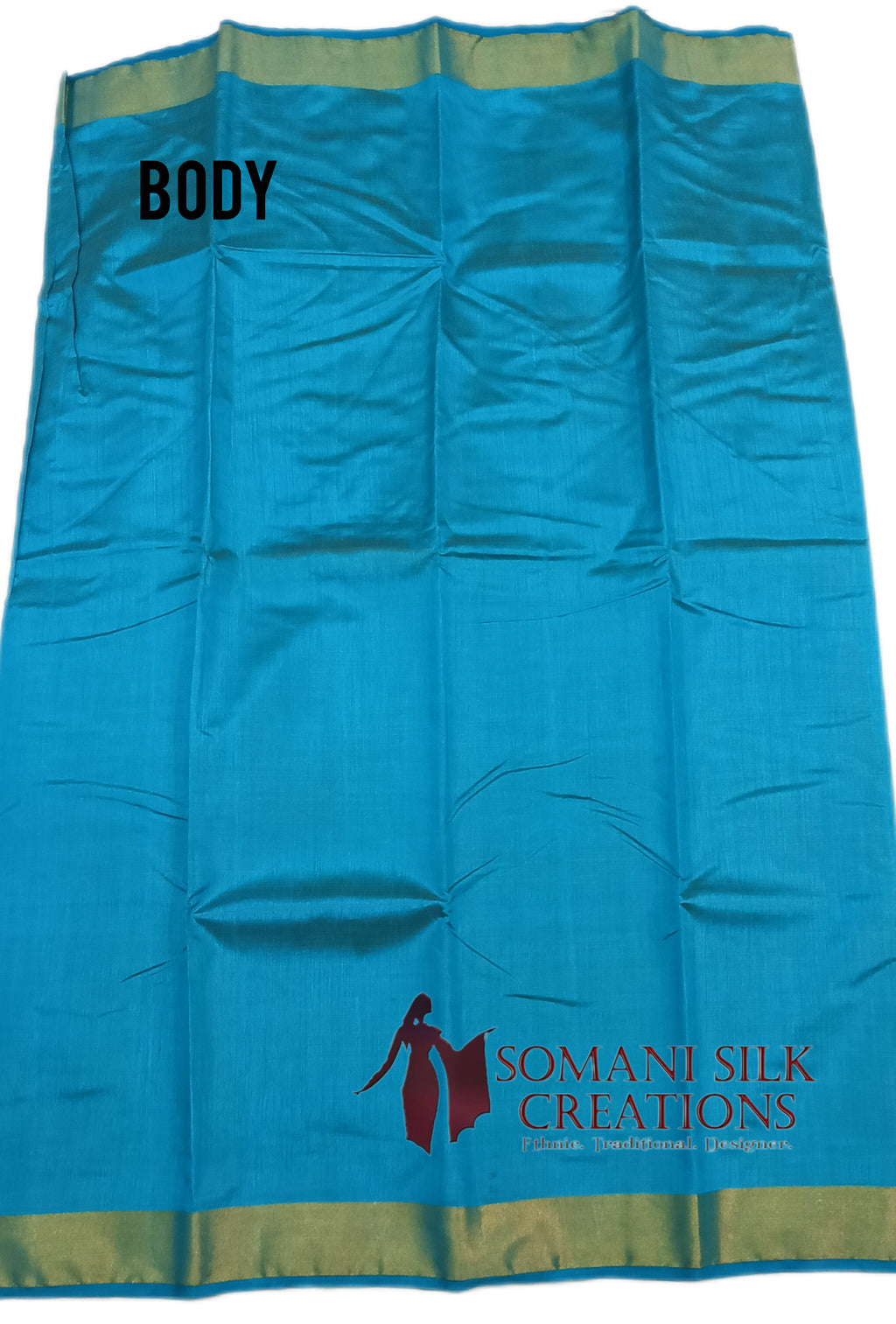Plain art silk zari border blue color saree