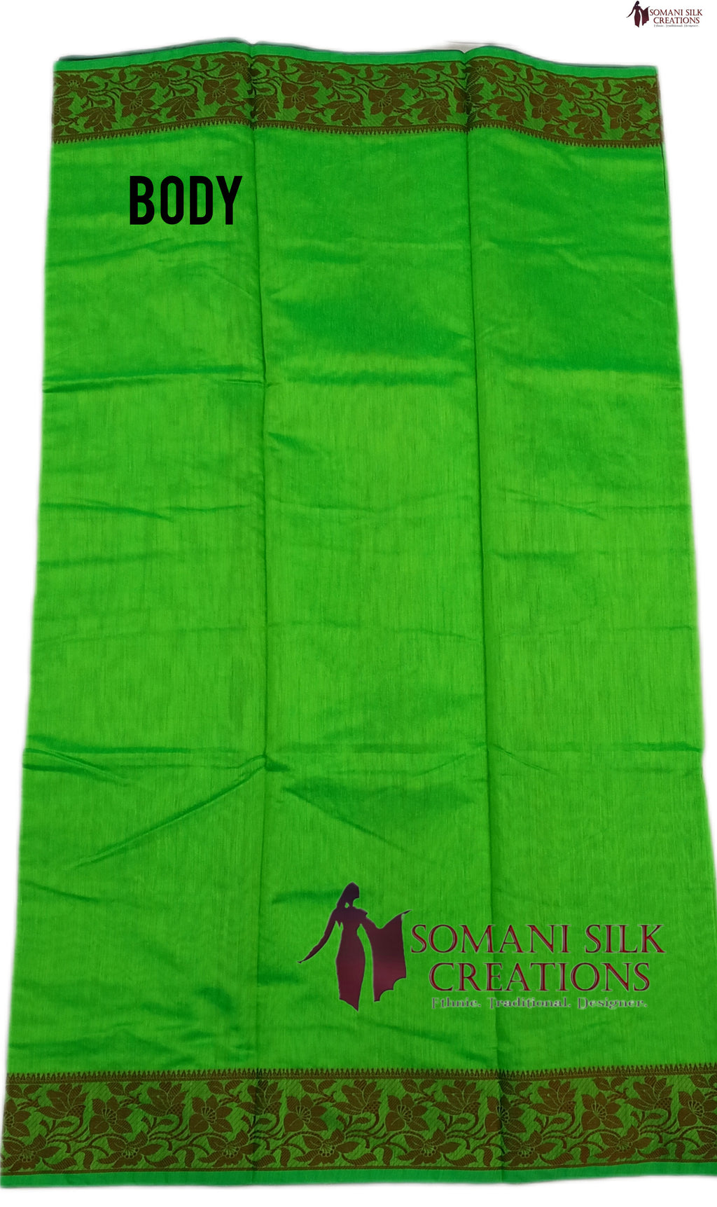 Plain chanderi green color saree 