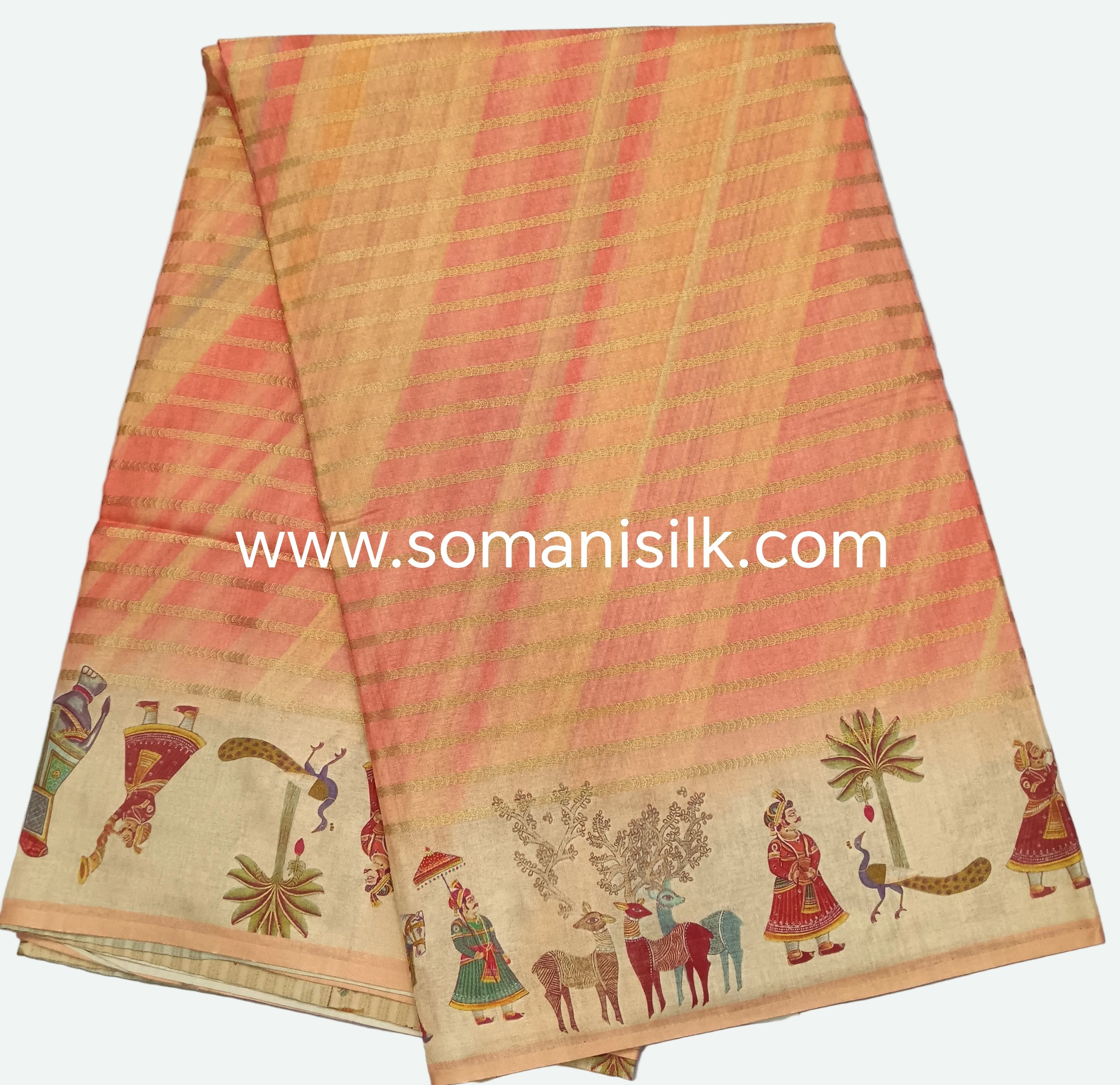 Printed Art Silk Cotton Feel Zari Line Saree, Sarees Online, Printed Saree in Gwalior