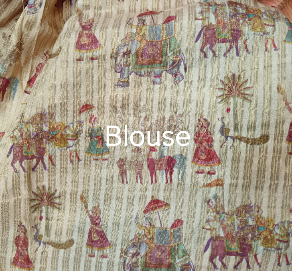 Printed Art Silk Cotton Feel Zari Line Saree, Sarees Online, Printed Saree in Gwalior