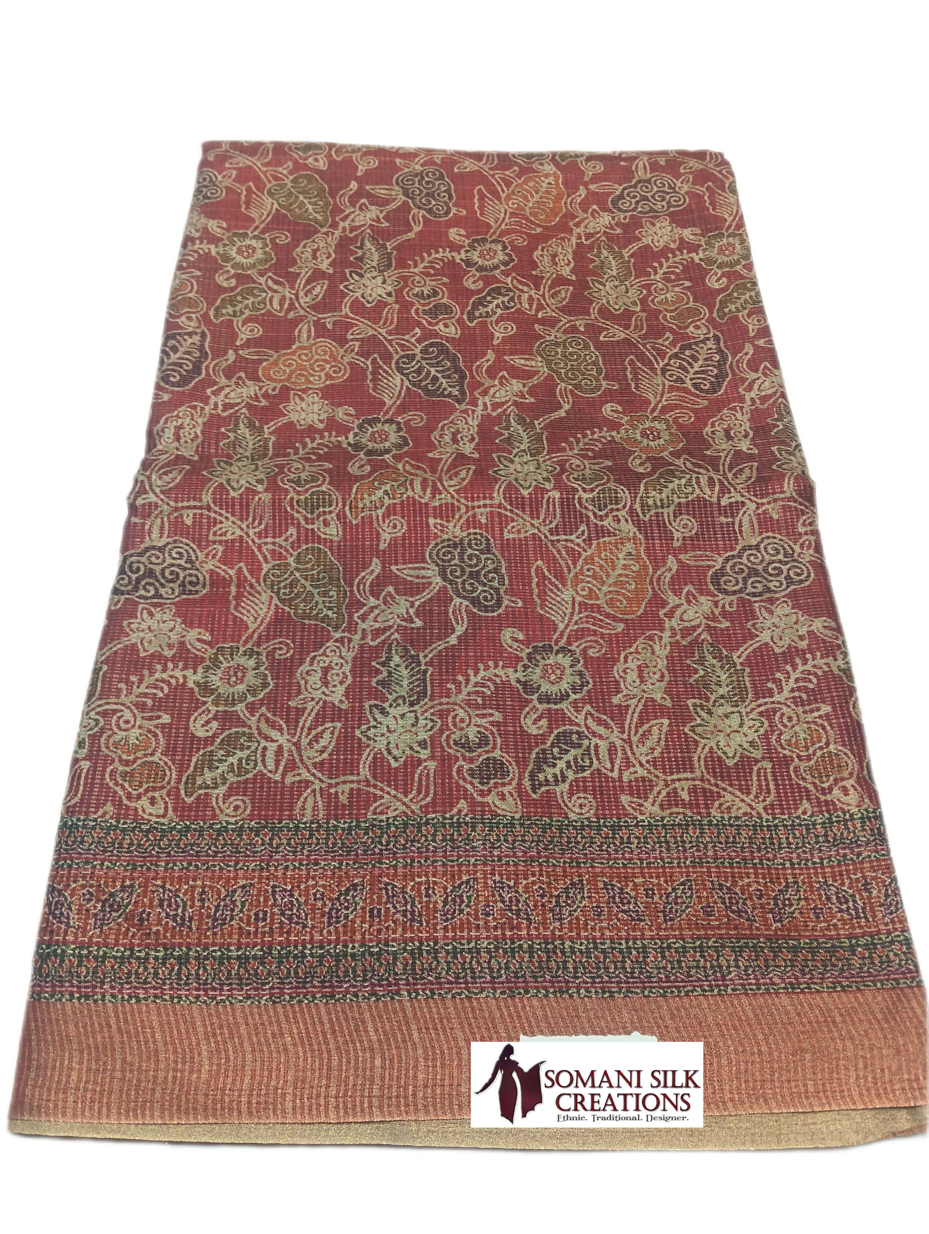 Printed banarsi check saree