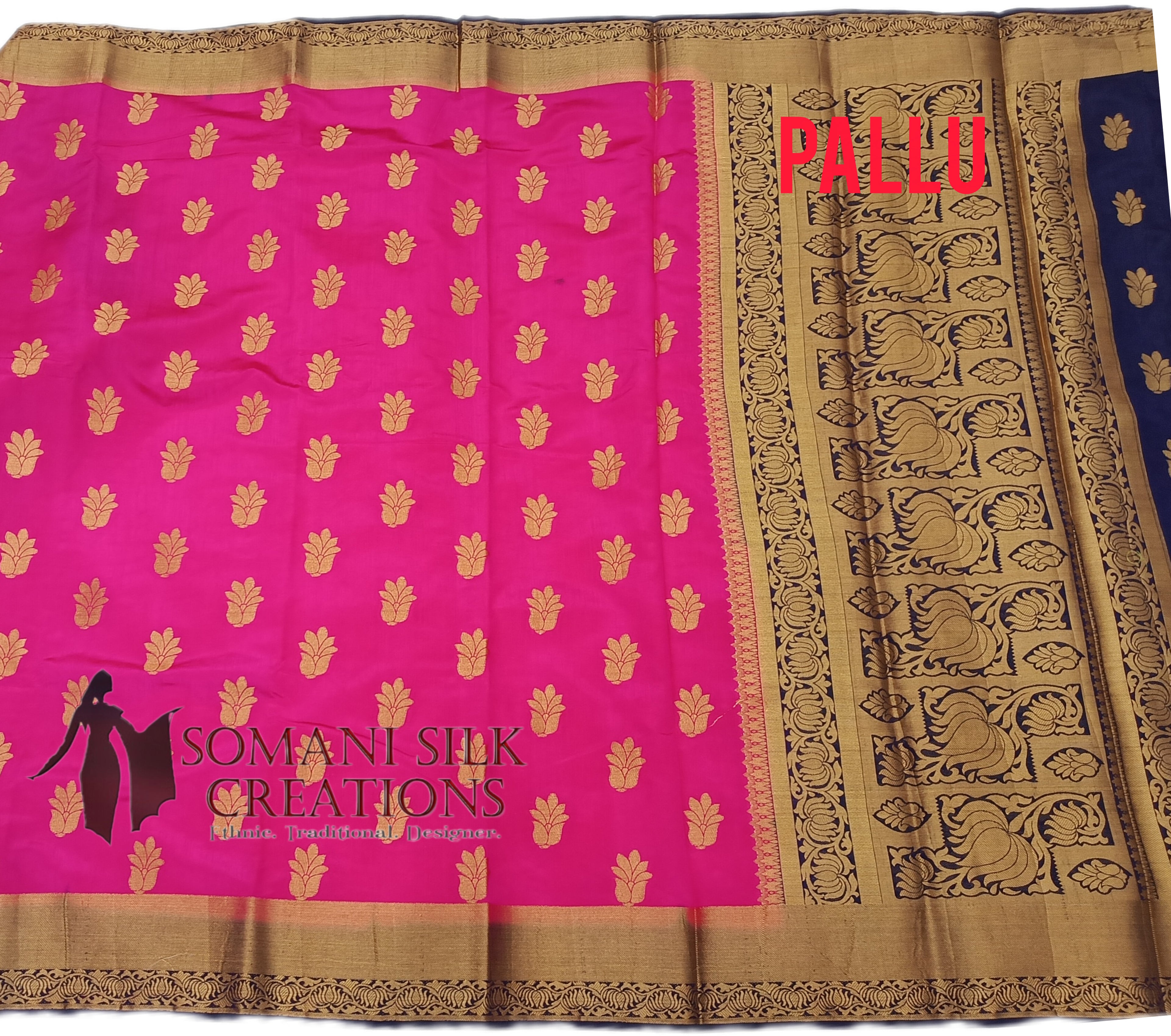 Rani Color Tussure Silk Buta Saree