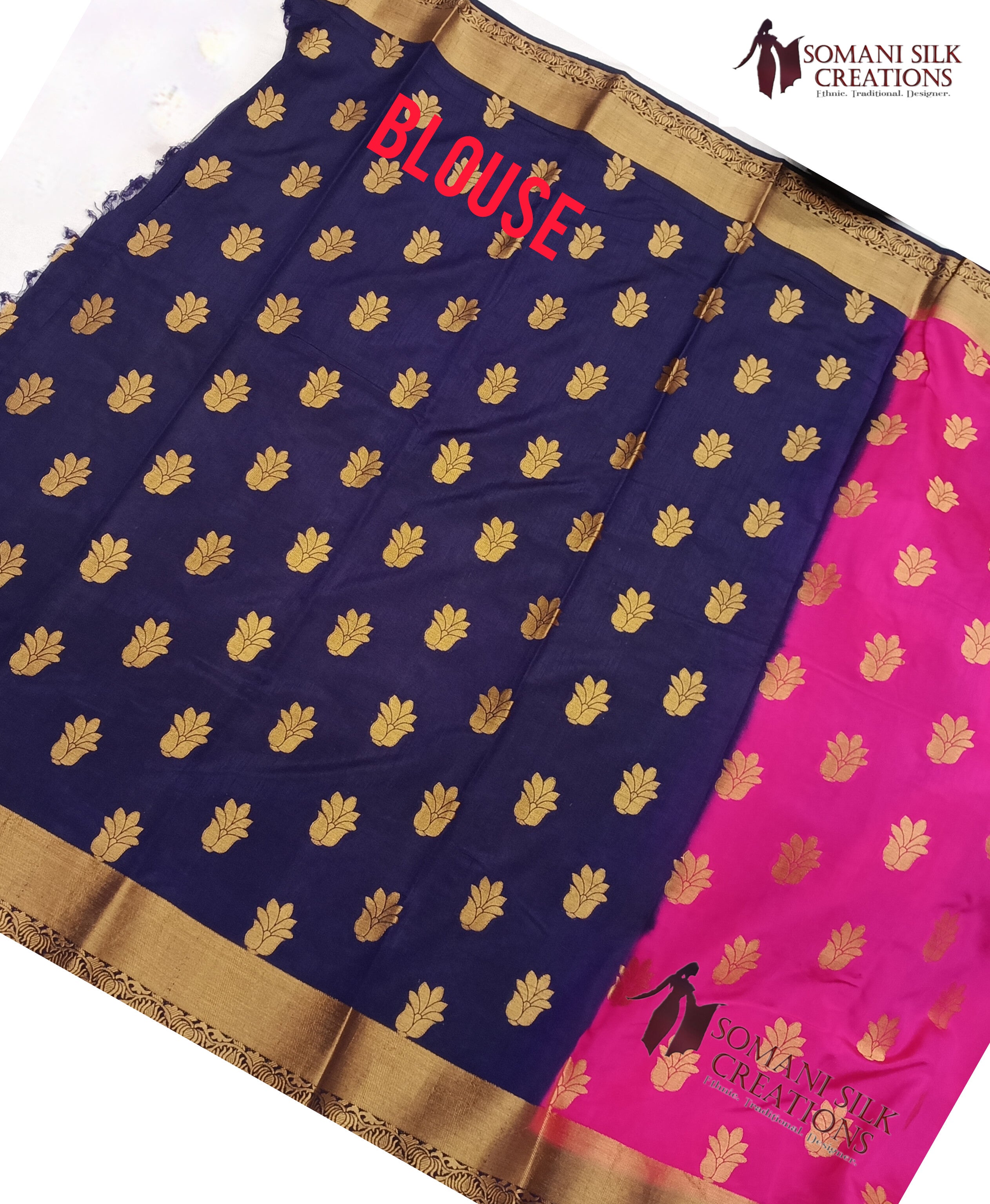 Rani Color Tussure Silk Buta Saree