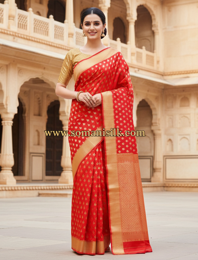 Red Buti Banarsi Saree