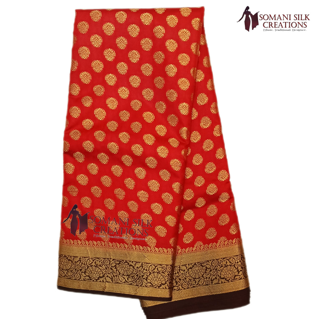 Red Tapeta Zari Buti Heavy pallu Saree