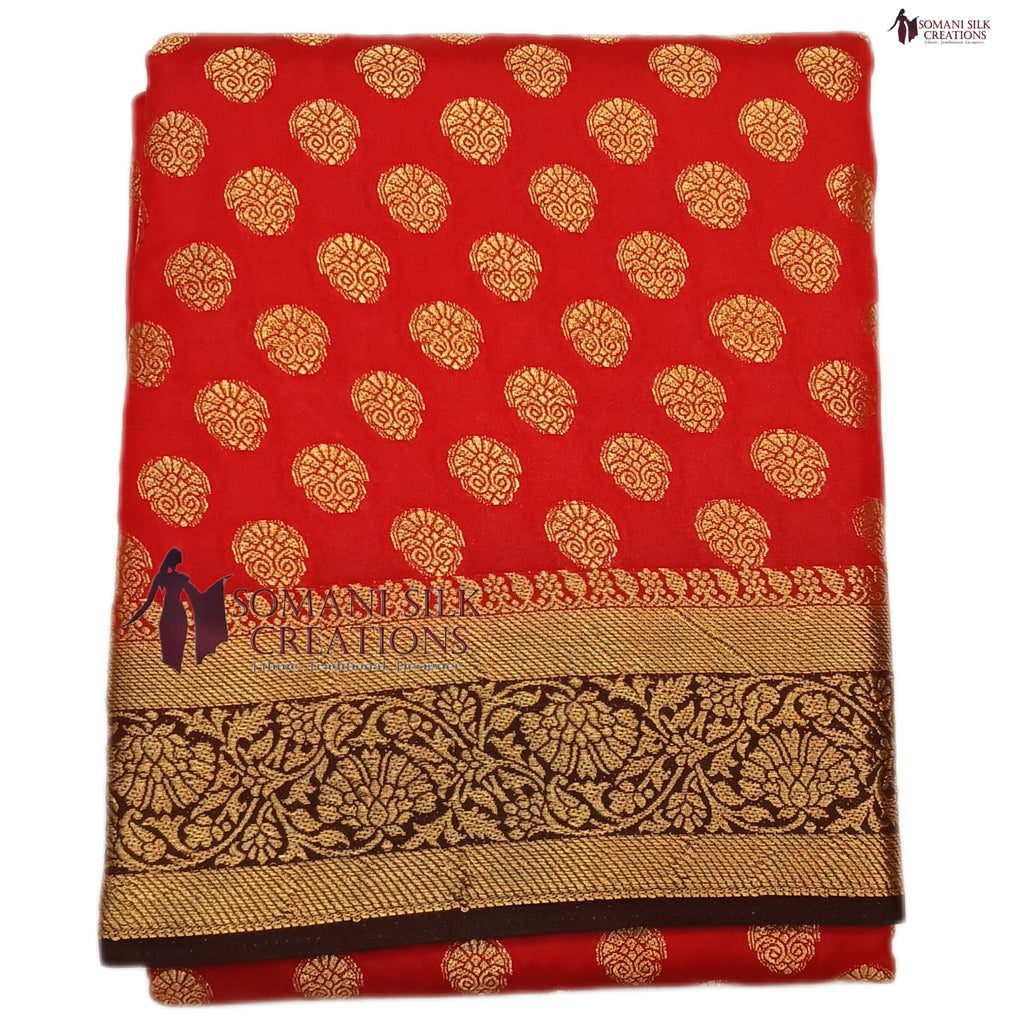 Red Tapeta Zari Buti Heavy pallu Saree