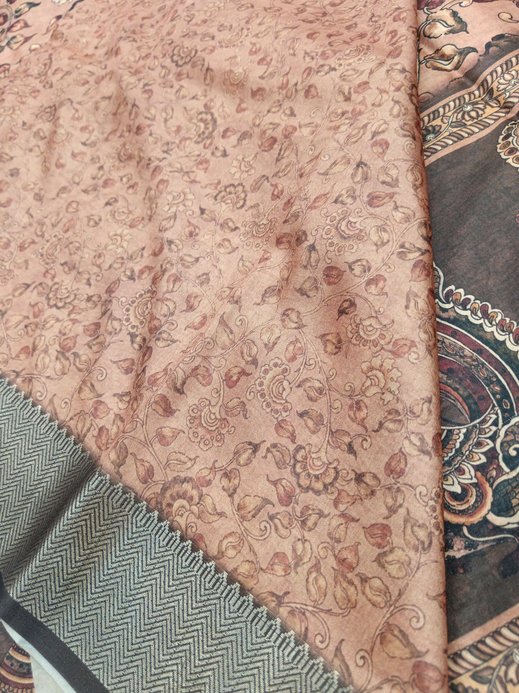 Rust colour digital print saree online