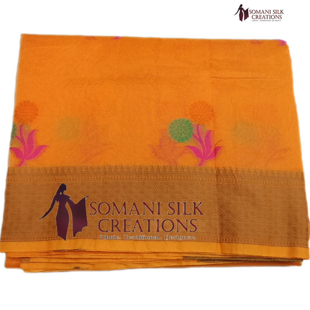 Self Weaving Handloom Supernet Rust Saree