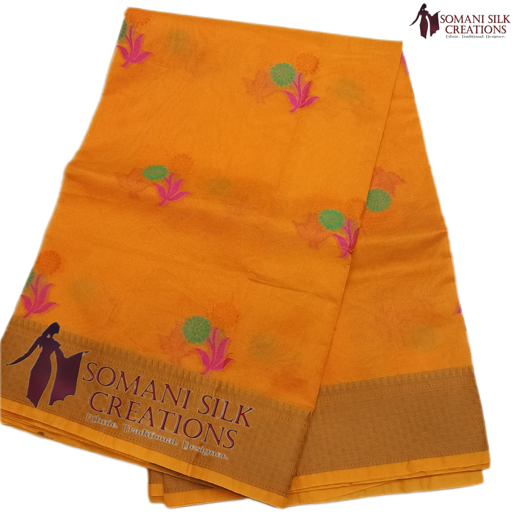 Self Weaving Handloom Supernet Rust Saree