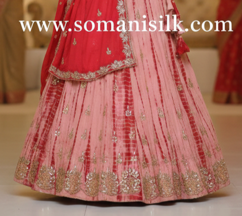 Shibori Print Peach Colour Gota Patti Lehanga