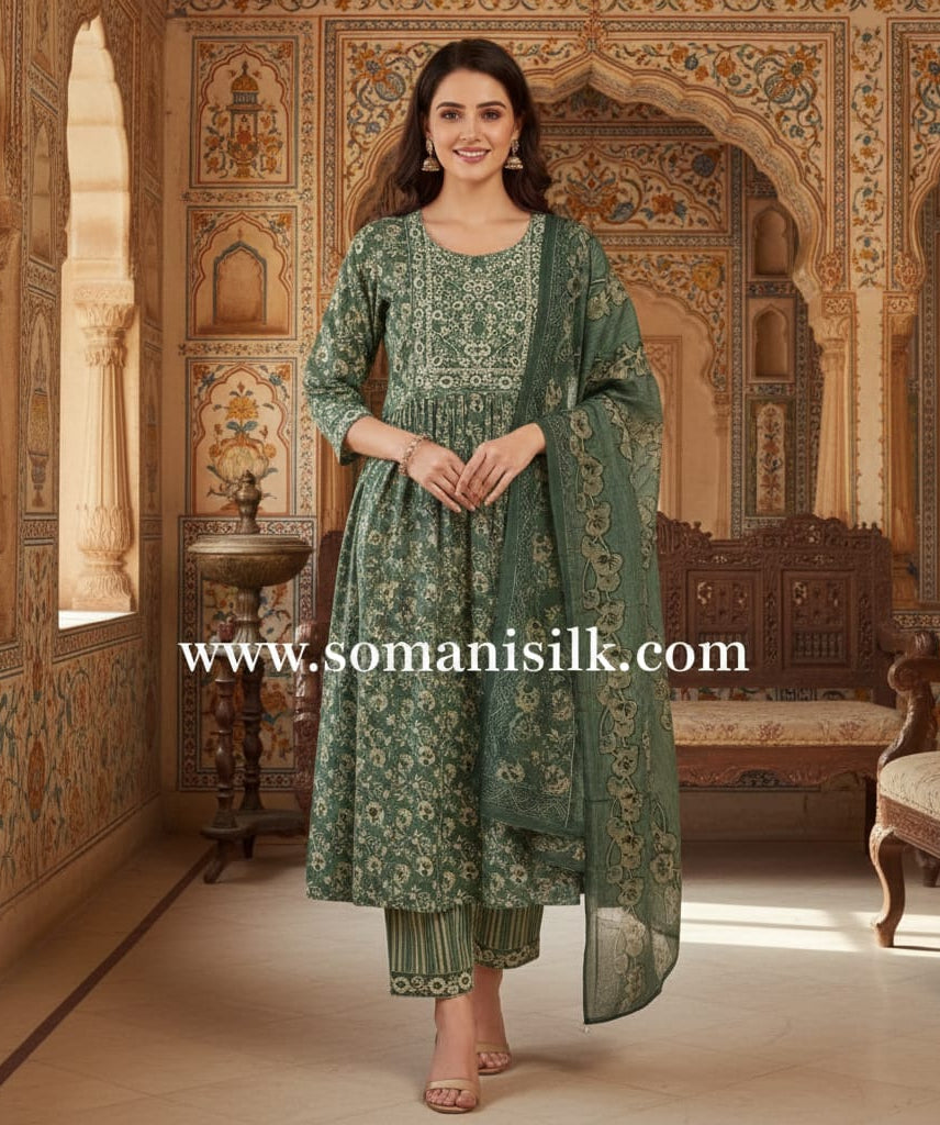 Side slit pure muslin salwar suit