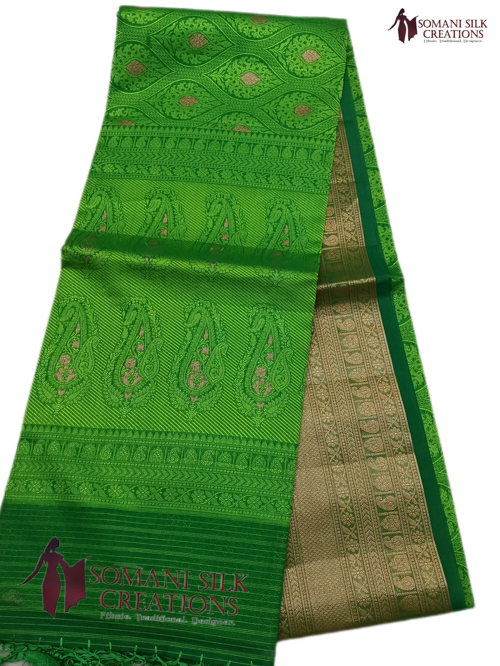 Tanchui Banarsi Green Saree