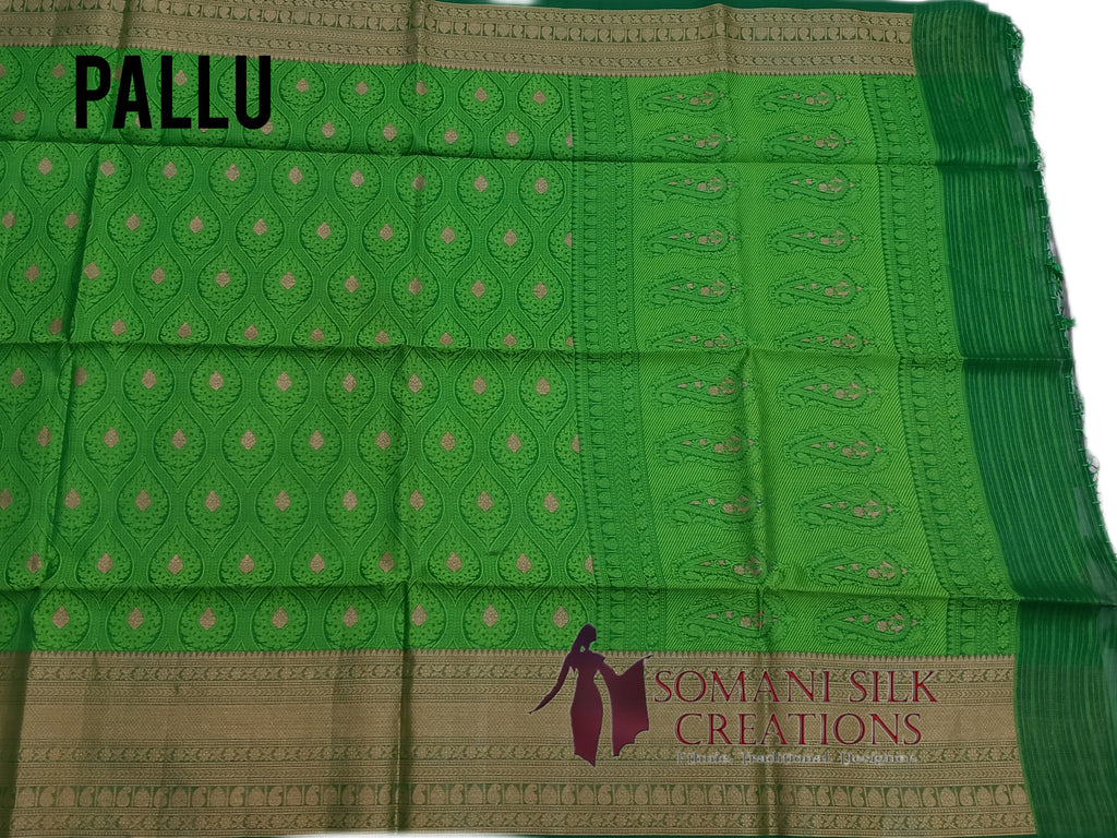 Tanchui Banarsi Green Saree