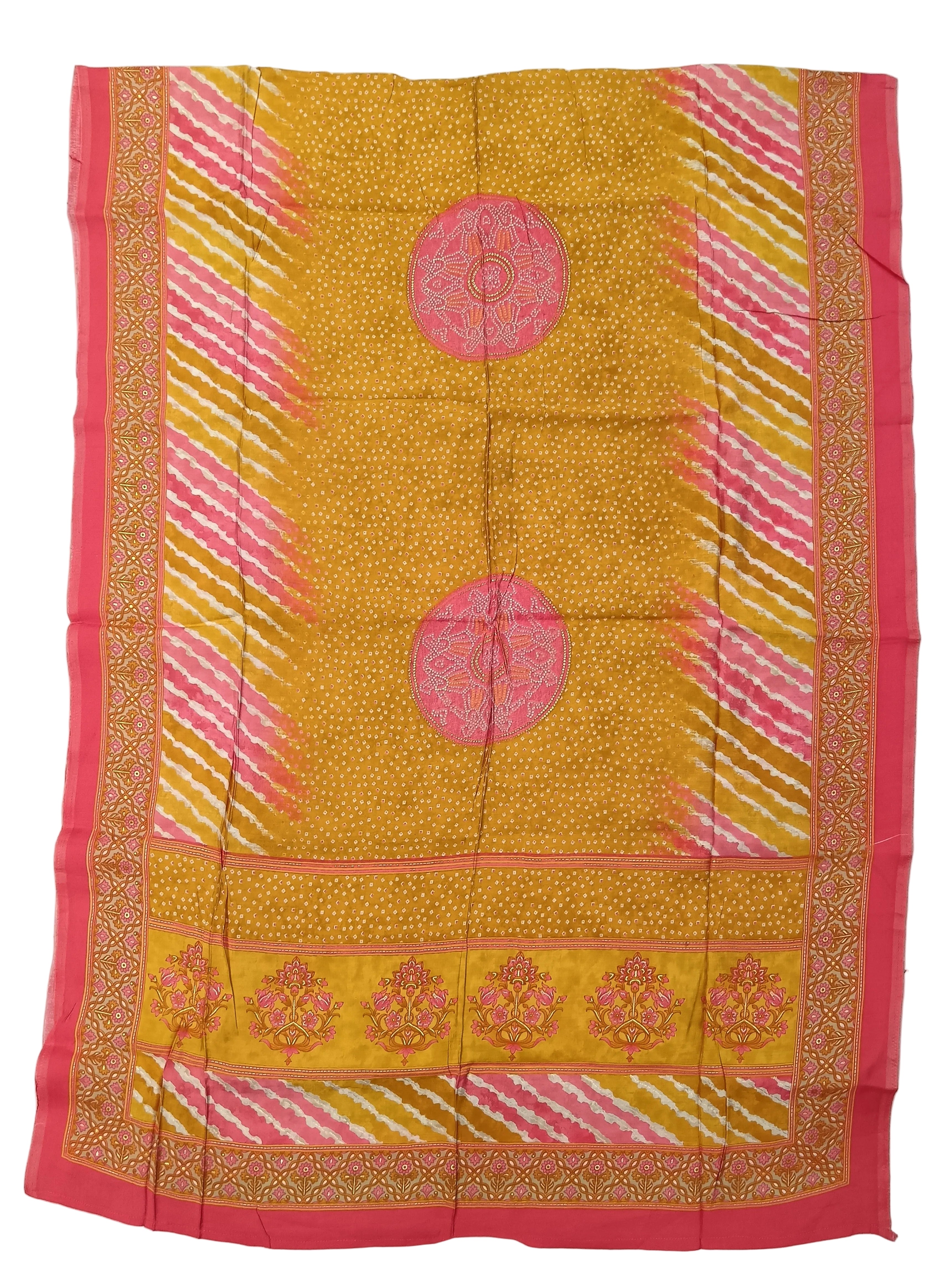 Yellow Pink Multicolour Lehariya Suit, suits in gwalior, dress for haldi, mehandi