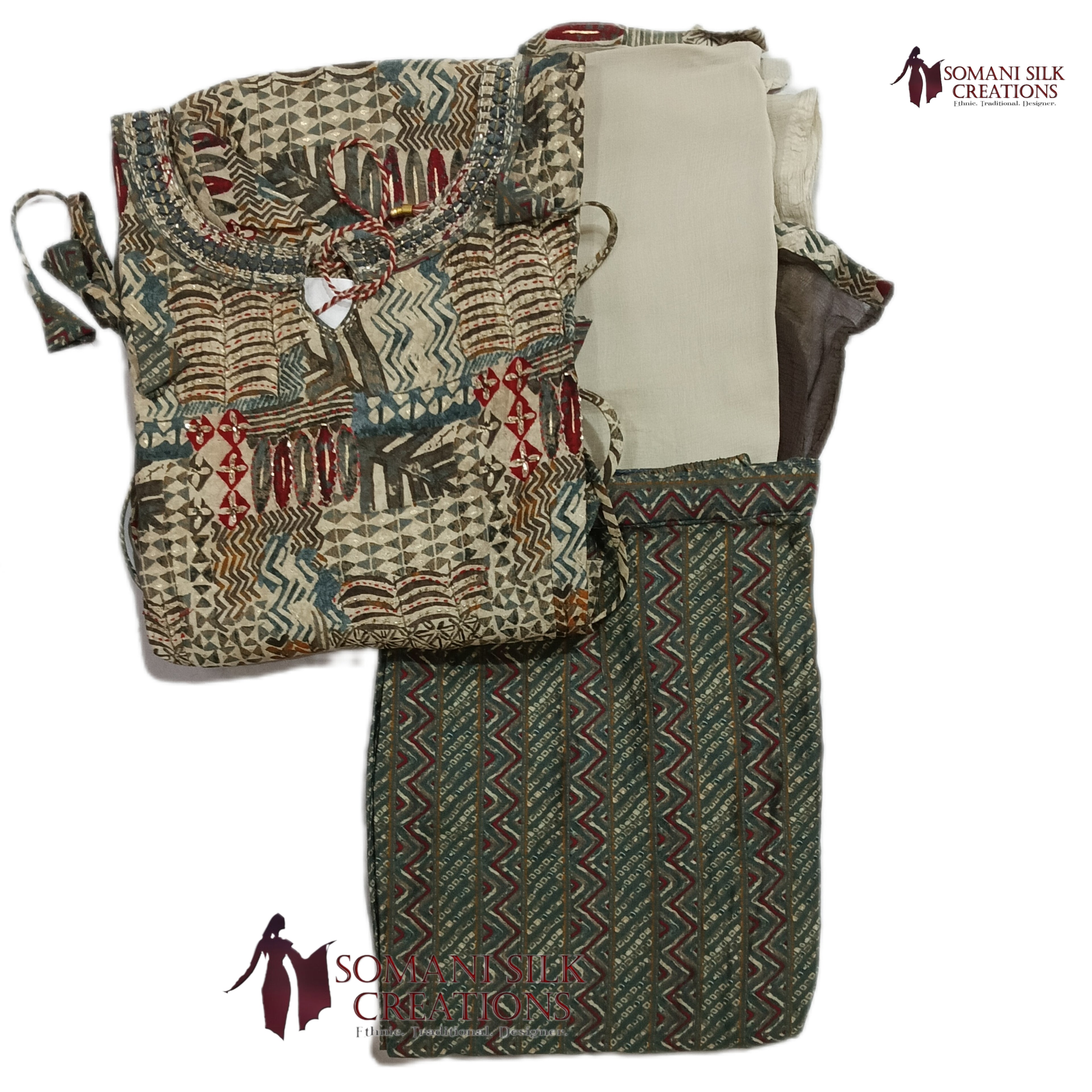 abstract print long salwar suit 