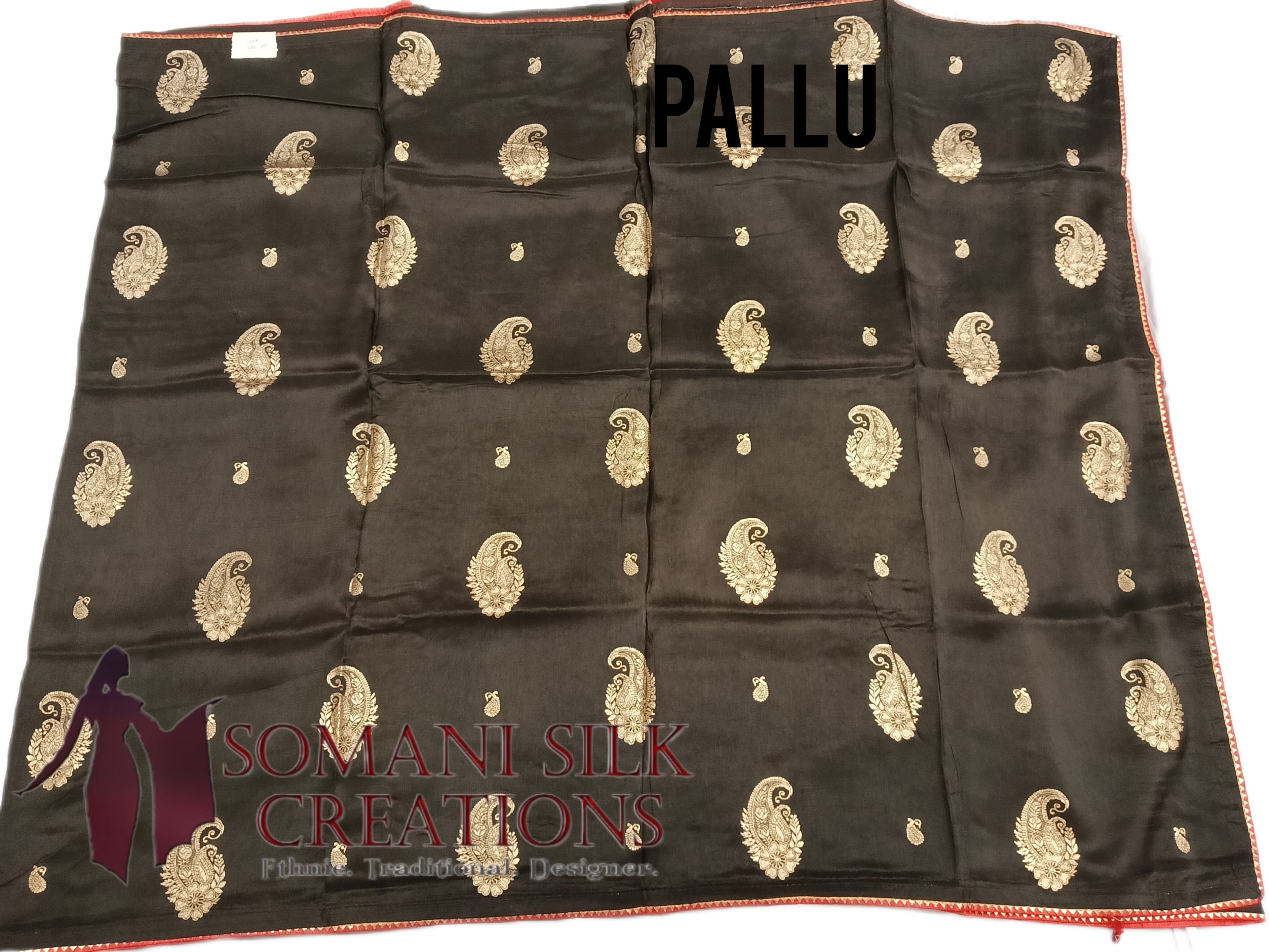 black dola silk zari buta heavy blouse saree