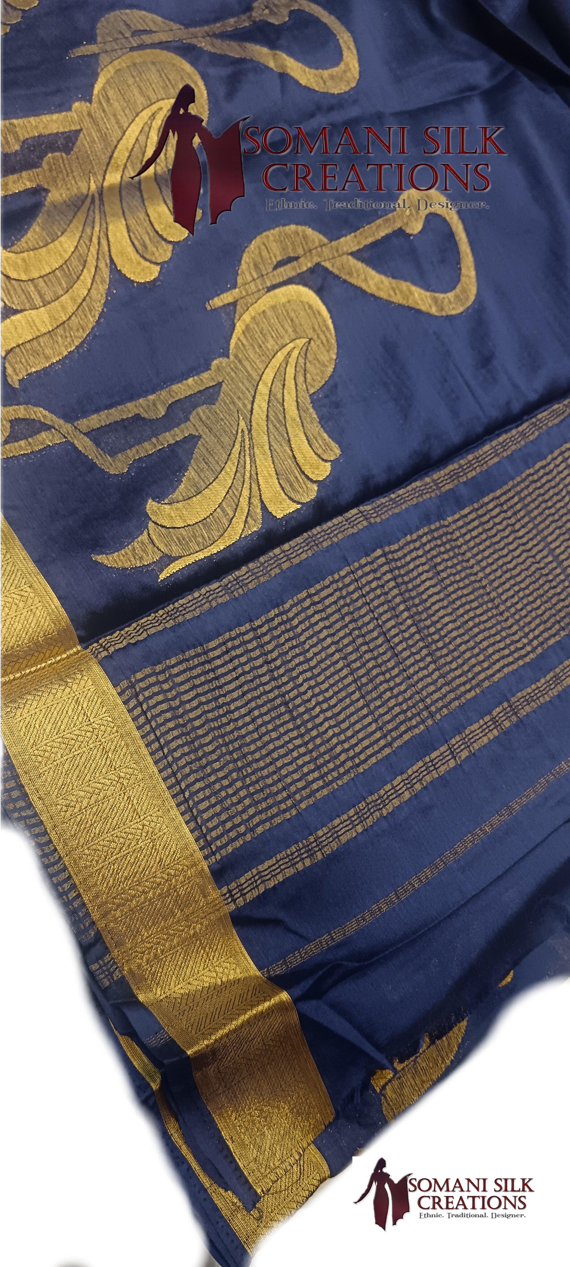 blue color pure chinon plain saree