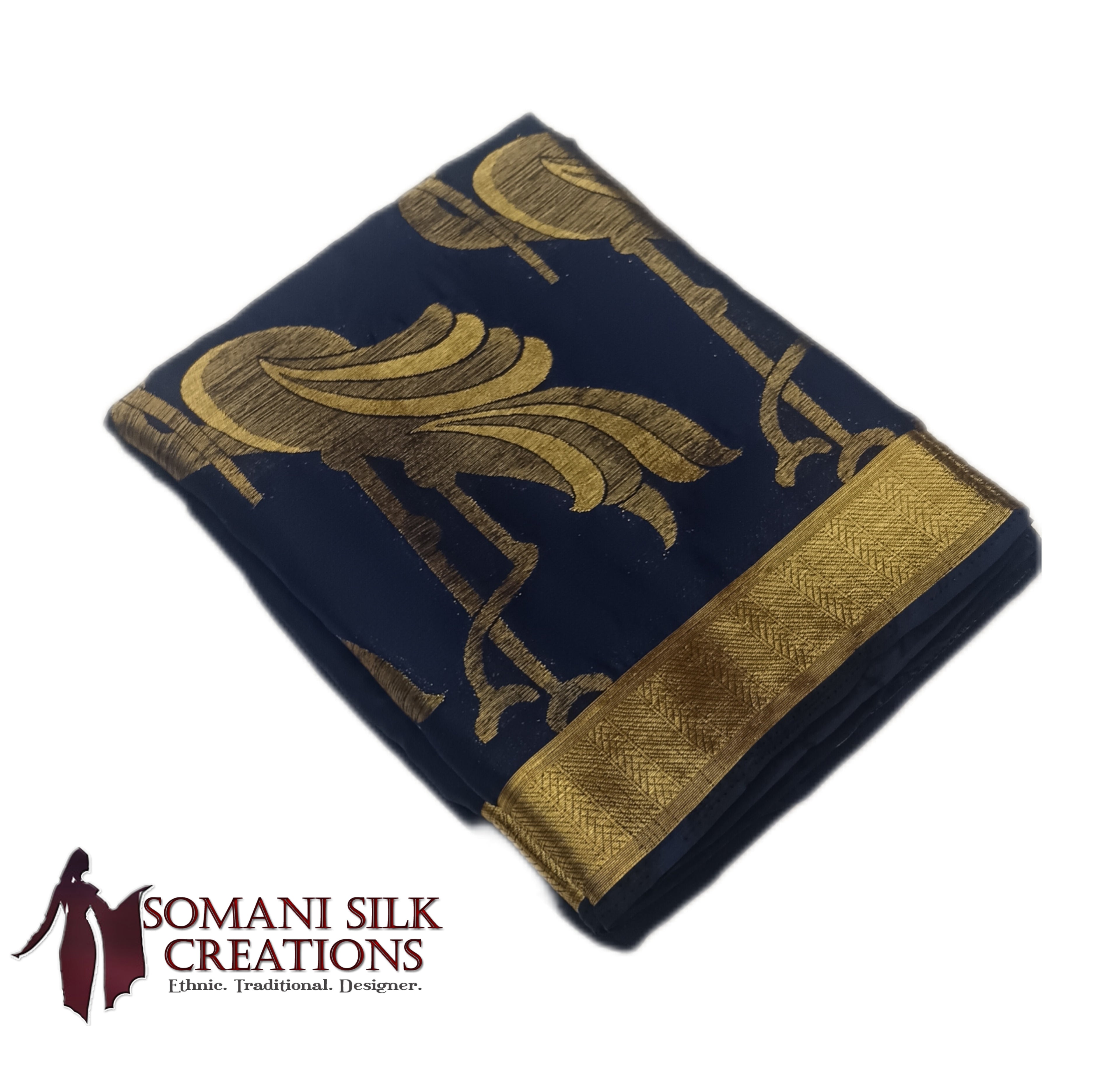 blue color pure chinon plain saree