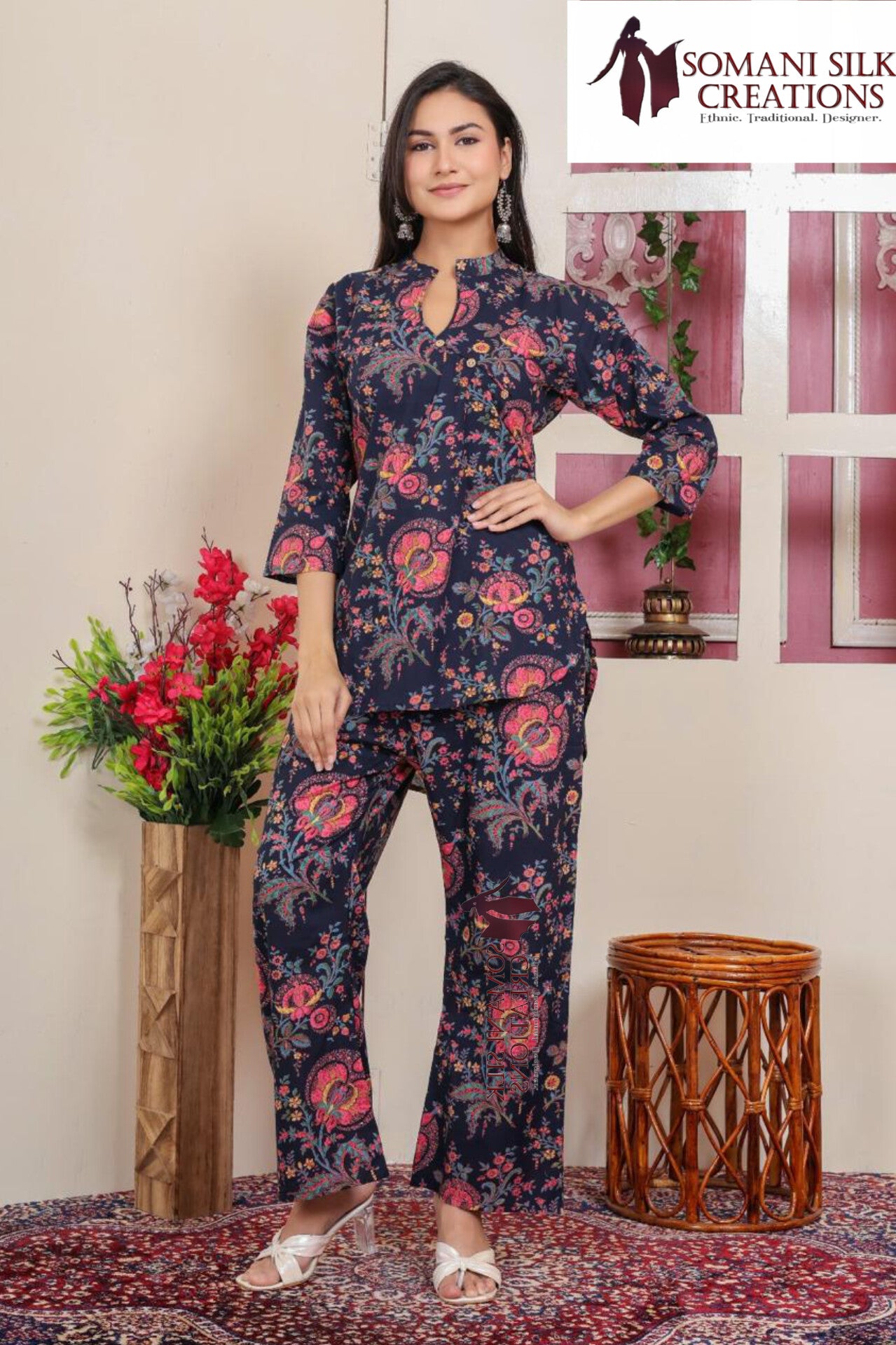 floral cotton cord set for women