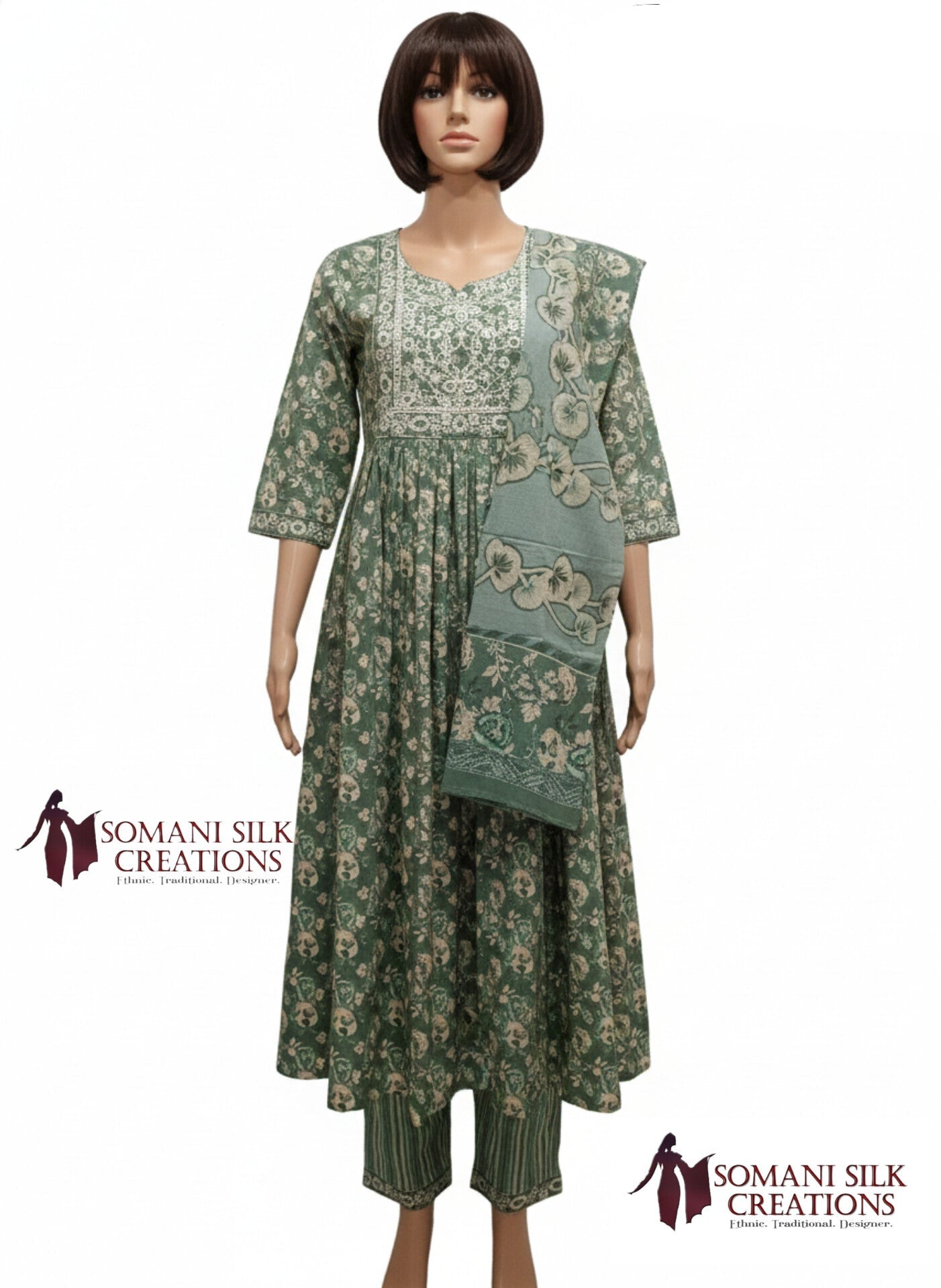 green muslin suit