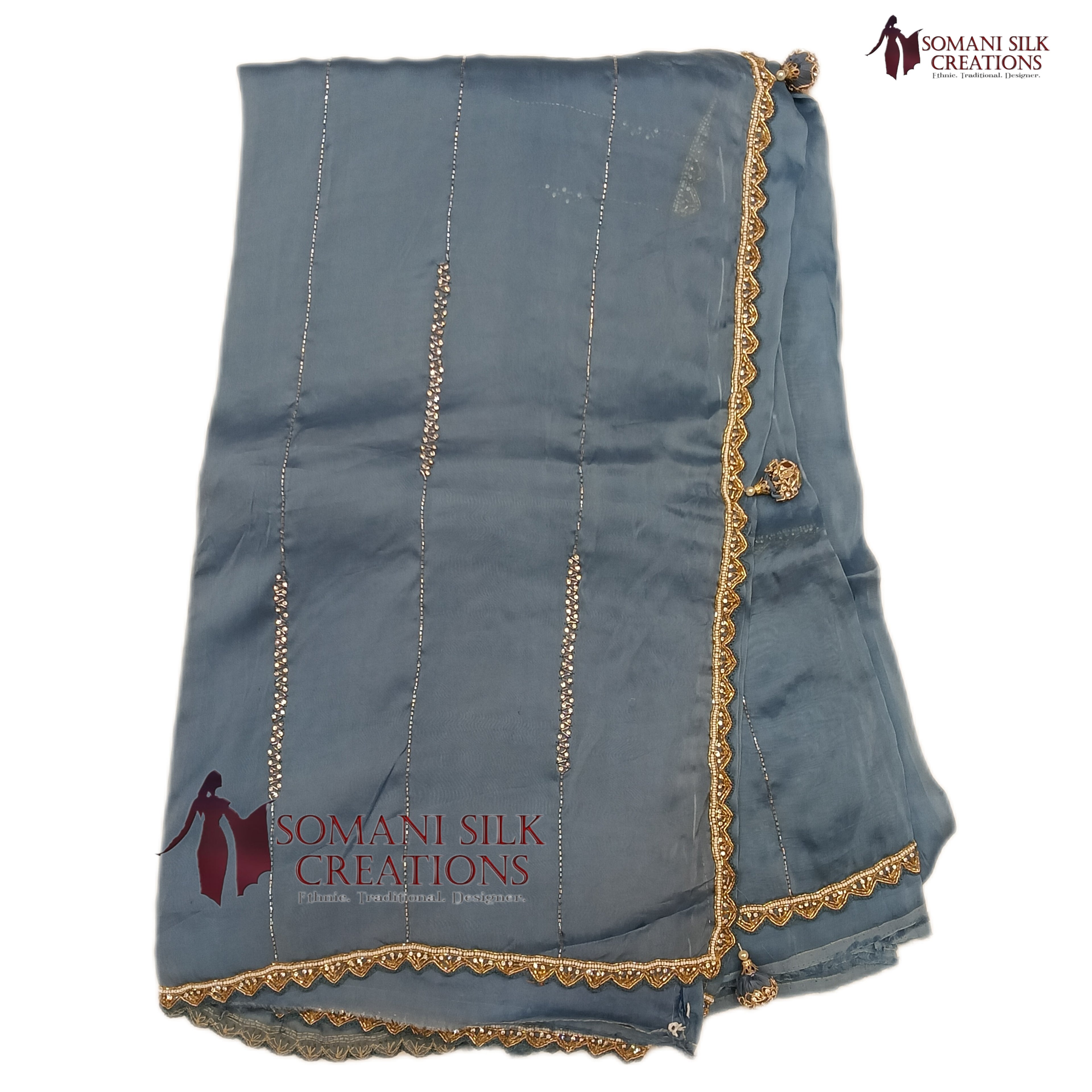 jimi chu saree sky blue colour