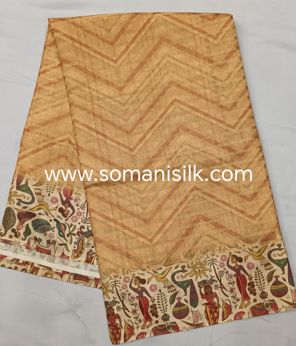 kalamkari digital print lehariya saree