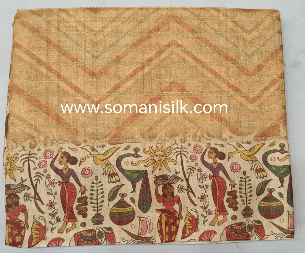 kalamkari digital print lehariya saree