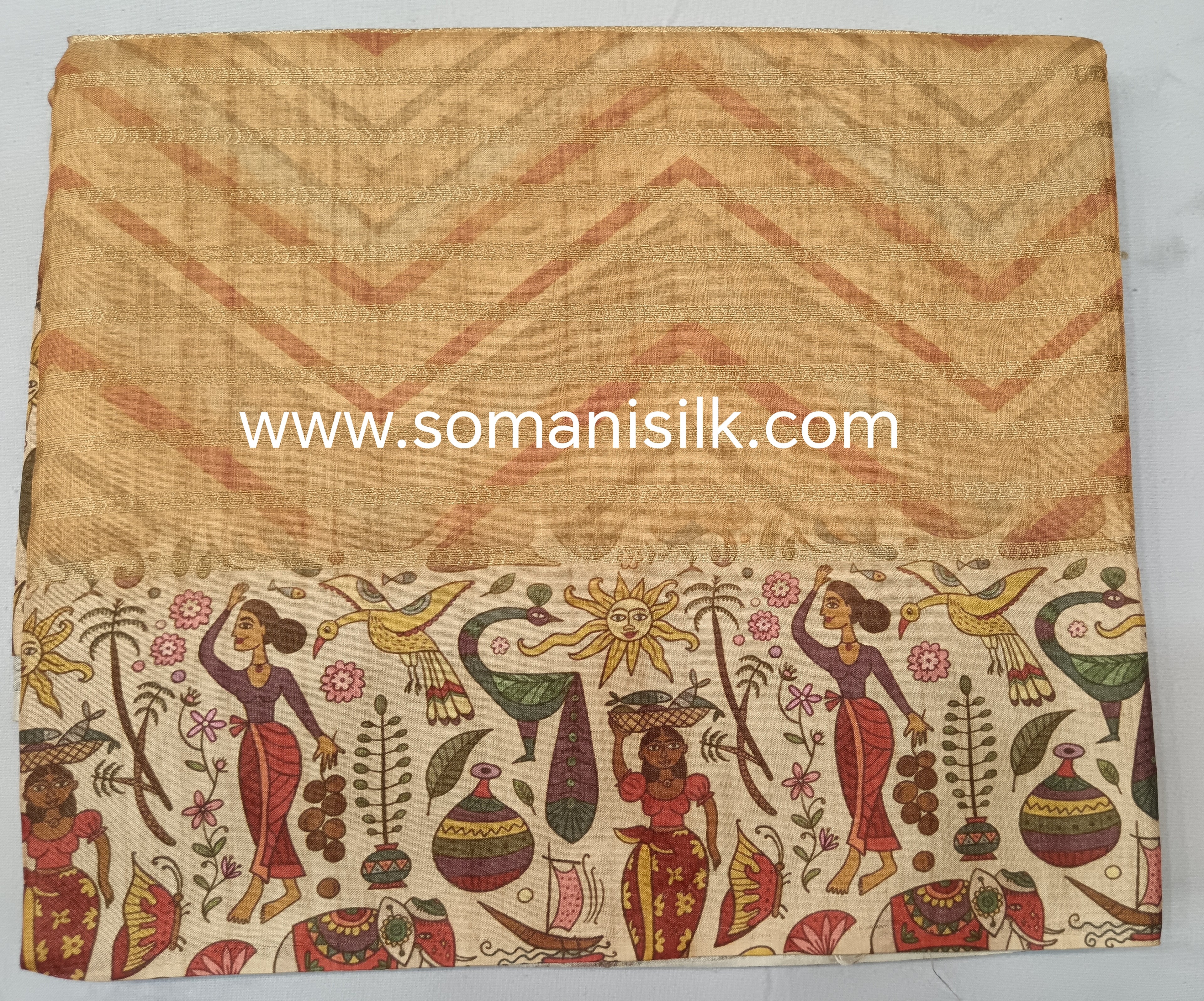 kalamkari digital print lehariya saree