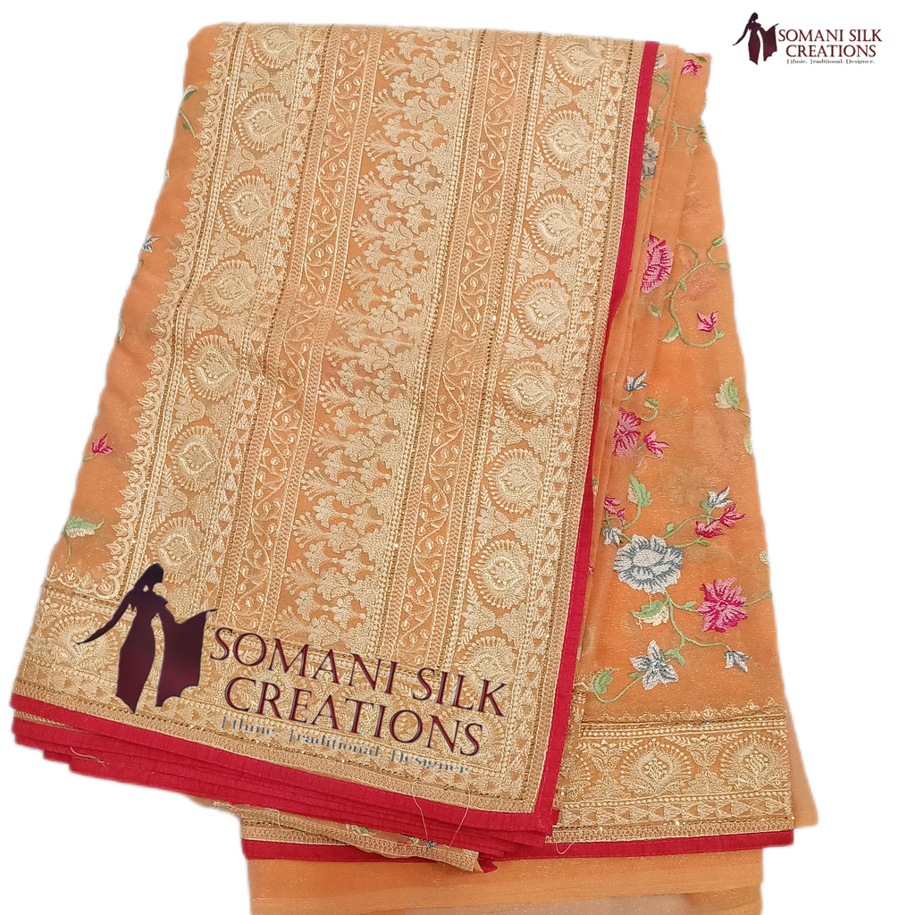 simmer resham embroidery saree