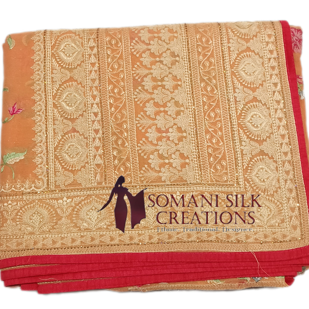 simmer resham embroidery saree