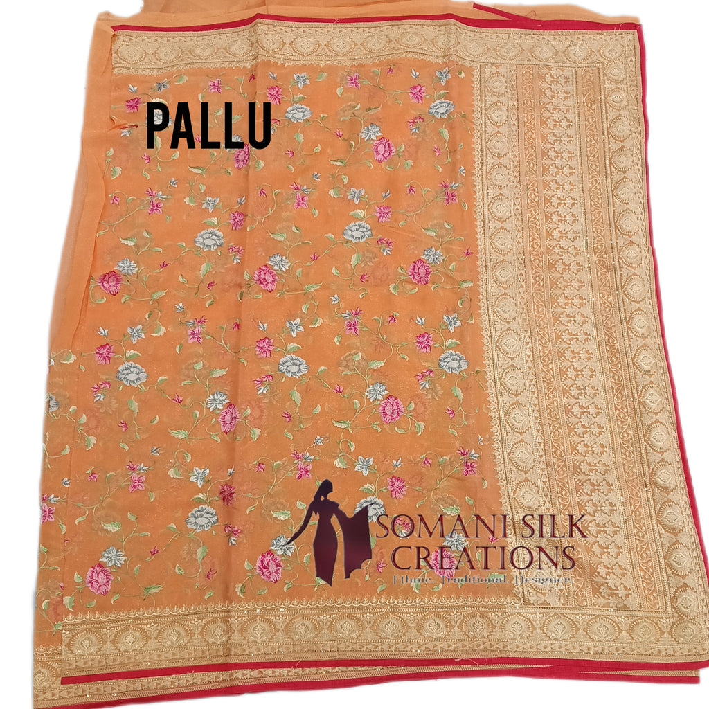 simmer resham embroidery saree