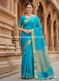 Plain Bangalore SIlk Zari Border Saree